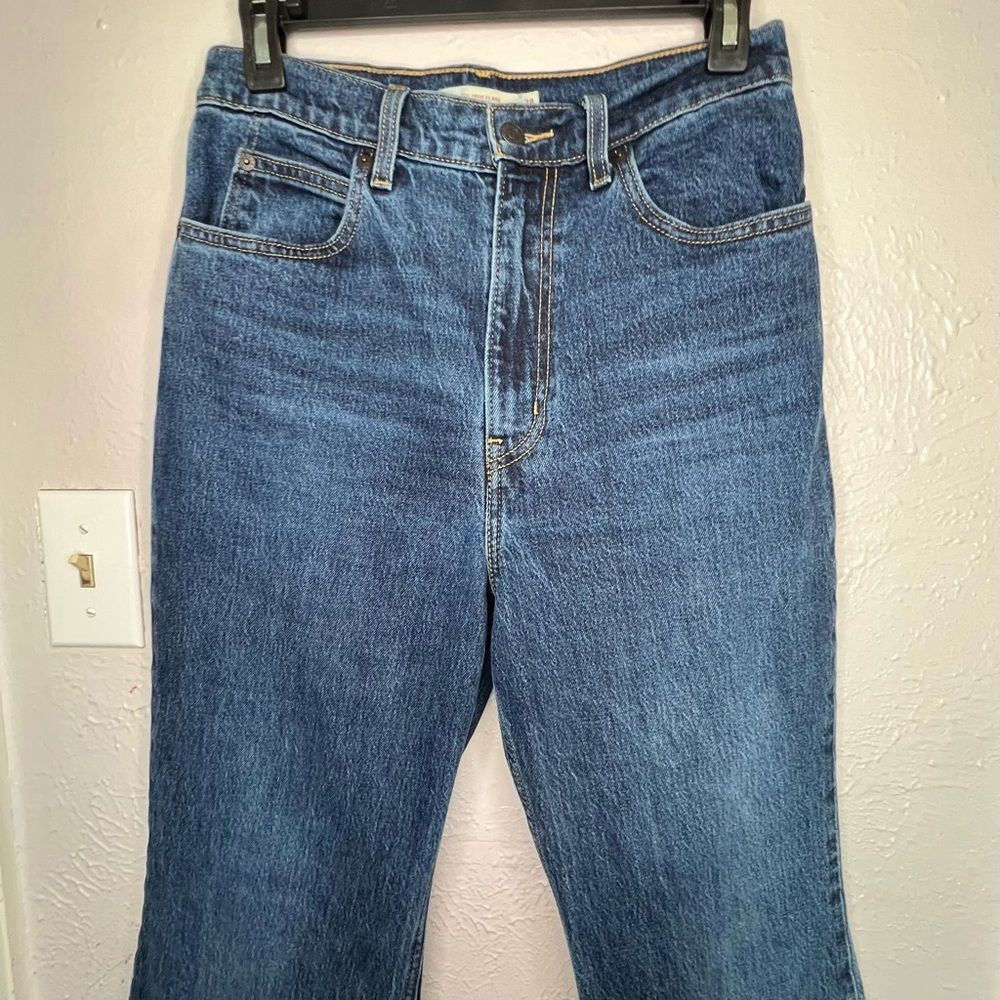 Levi’s Premium 70s High Flare Classic Blue Women's Dark Blue Denim Jeans Sz 28 - Picture 5 of 11